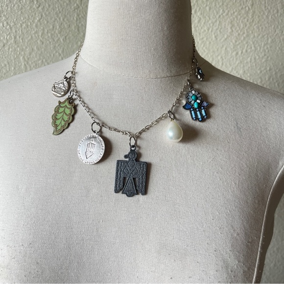 New Sterling Silver Chain Handmade With Vintage Charms Pendants From 1970s-1990s - Picture 1 of 17